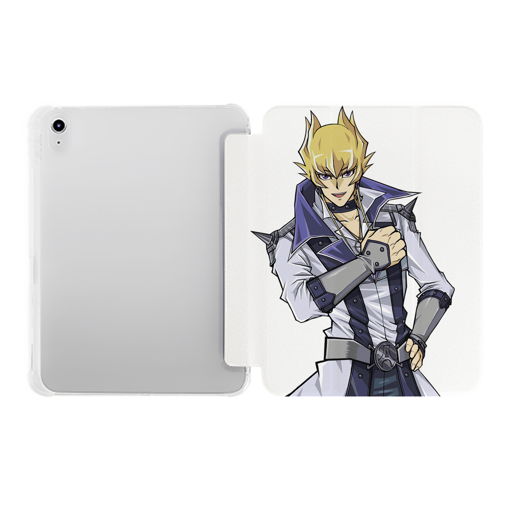 （画像用） 遊☆戯☆王 Yu-Gi-Oh! IPad ケース ペン収納付き 三つ折りスタンド PUレザー×シリコン 対応機種9.5/10.5/10.9インチ